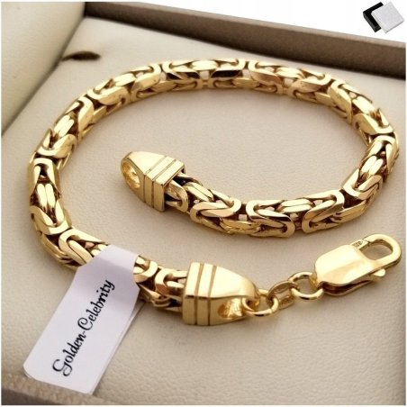 ELEGANCKA MĘSKA POZŁACANA BRANSOLETKA SPLOT KRÓLEWSKI 20cm/5mm SREBRO 925