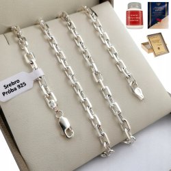 SREBRNY GRUBY ŁAŃCUCH ŁAŃCUSZEK ANKIER 70CM PEŁNY / DŁUGI / SZEROKI+GRATISY