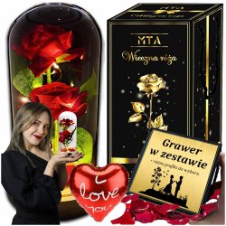 ZESTAW PREZENTOWY NA PREZENT DLA NIEJ, KOBIETY, ŻONY, MAMY RÓZA + GRAWER