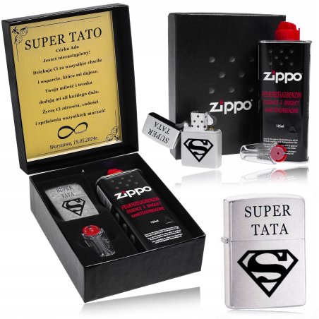 PREZENT NA DZIEŃ OJCA, ORYGINALNY ZESTAW PREZENTOWY ZIPPO + GRAWER GRATIS