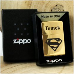 ORYGINALNA ZAPALNICZKA ZIPPO ZŁOTA + PUDEŁKO + BENZYNA + TOREBKA + GRAWER