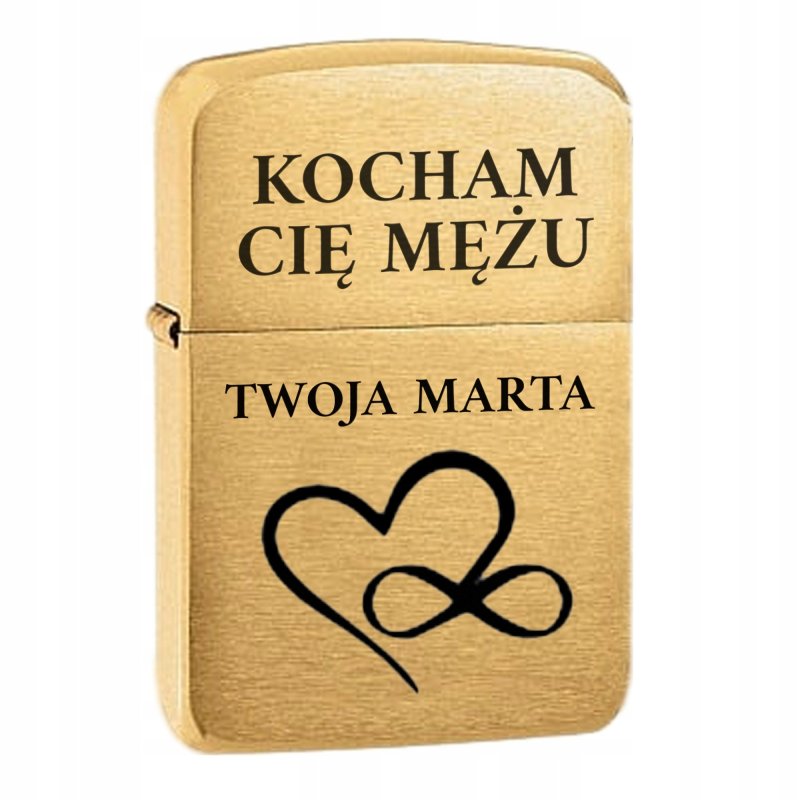 ORYGINALNA ZAPALNICZKA ZIPPO ZŁOTA + PUDEŁKO + BENZYNA + TOREBKA + GRAWER