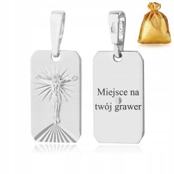 BŁYSZCZĄCA ZAWIESZKA NA ŁAŃCUSZEK PR. 925 WISIOREK MEDALIK KOMUNIJNY GRAWER
