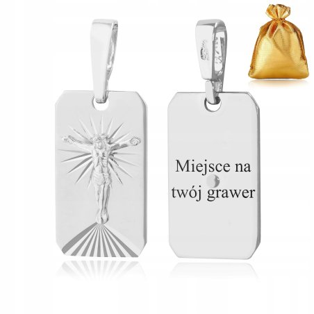 BŁYSZCZĄCA ZAWIESZKA NA ŁAŃCUSZEK PR. 925 WISIOREK MEDALIK KOMUNIJNY GRAWER