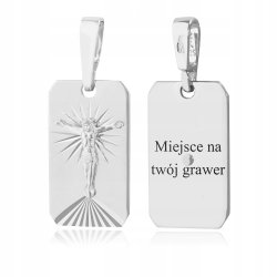 BŁYSZCZĄCA ZAWIESZKA NA ŁAŃCUSZEK PR. 925 WISIOREK MEDALIK KOMUNIJNY GRAWER
