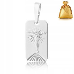 LŚNIĄCA ZAWIESZKA NA ŁAŃCUSZEK PR. 925 WISIOREK MEDALIK KOMUNIJNY Z JEZUSEM