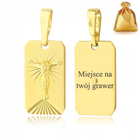 ELEGANCKA ZAWIESZKA 585 DAMSKI WISIOREK SREBRNY KOMUNIJNY MEDALIK + GRAWER