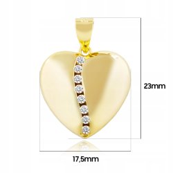 ELEGANCKA ZŁOTA ZAWIESZKA 585 925 WISIOREK SERCE + CYRKONIE SREBRO DLA NIEJ