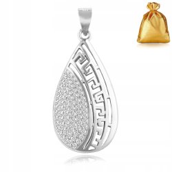 ELEGANCKA SREBRNA ZAWIESZKA PR 925 WISIOREK SREBRNY MOTYW GRECKI + CYRKONIE