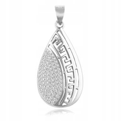 ELEGANCKA SREBRNA ZAWIESZKA PR 925 WISIOREK SREBRNY MOTYW GRECKI + CYRKONIE