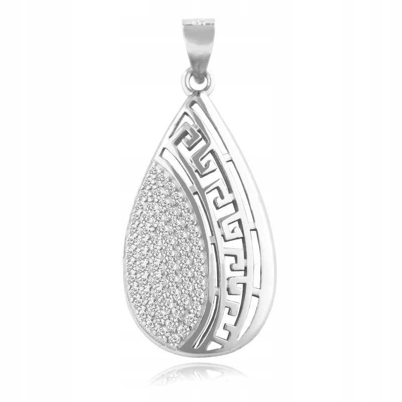 ELEGANCKA SREBRNA ZAWIESZKA PR 925 WISIOREK SREBRNY MOTYW GRECKI + CYRKONIE