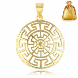 ELEGANCKA ZŁOTA ZAWIESZKA AŻUROWA 925 WISIOREK SREBRNY GRECKI MOTYW 585 14K