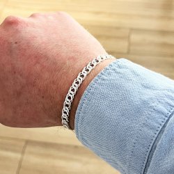 ELEGANCKA SREBRNA BRANSOLETKA ROMBO 20cm/5,5mm SREBRO 925 PREZENT + GRATISY