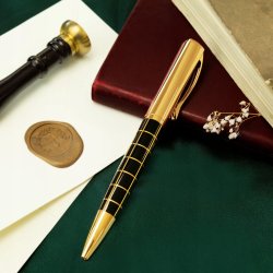 ZŁOTY DŁUGOPIS ZDOBIONY 24 KARATY ŻŁOBIONY EKSKLUZYWNY / DLA PANI PROFESOR
