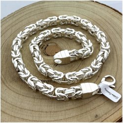 POTĘŻNY MĘSKI ŁAŃCUSZEK SREBRNY SPLOT KRÓLEWSKI DIAMENTOWANY 296 GRAM 10 MM