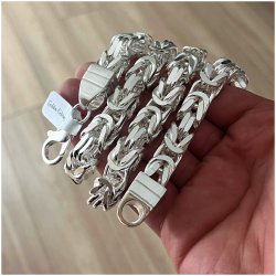 POTĘŻNY MĘSKI ŁAŃCUSZEK SREBRNY SPLOT KRÓLEWSKI DIAMENTOWANY 296 GRAM 10 MM