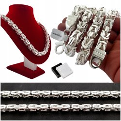 POTĘŻNY MĘSKI ŁAŃCUSZEK SREBRNY SPLOT KRÓLEWSKI DIAMENTOWANY 296 GRAM 10 MM