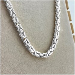 POTĘŻNY GRUBY ŁAŃCUCH MĘSKI SPLOT KRÓLEWSKI, 65 cm 8 mm SREBRO 925 PEŁNY