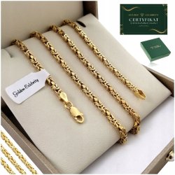 ZŁOTY ŁAŃCUSZEK DAMSKI SPLOT KRÓLEWSKI 45cm SREBRO 925/585 + GRATISY/GRAWER