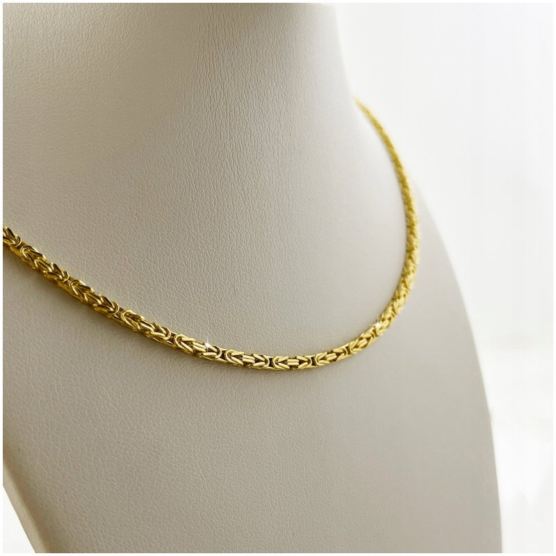 ZŁOTY ŁAŃCUSZEK DAMSKI SPLOT KRÓLEWSKI 45cm SREBRO 925/585 + GRATISY/GRAWER