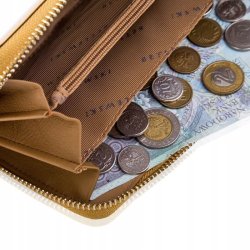 PORTFEL DAMSKI SKÓRZANY ZŁOTY BETLEWSKI LAKIEROWANY DUŻY RFID ORYGINALNY