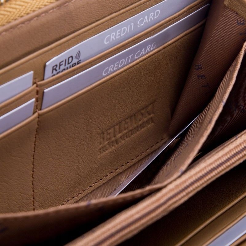 PORTFEL DAMSKI SKÓRZANY ZŁOTY BETLEWSKI LAKIEROWANY DUŻY RFID ORYGINALNY