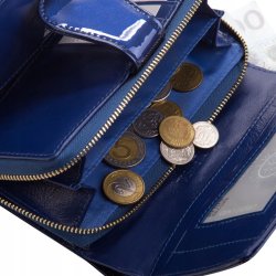 PORTFEL DAMSKI SKÓRZANY NIEBIESKI BETLEWSKI LAKIEROWANY DUŻY RFID PREZENT