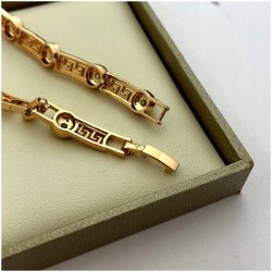 ZESTAW PREZENTOWY 18K DLA KOBIETY ŻONY DZIEWCZYNY / BRANSOLETKA GRECKA 316L