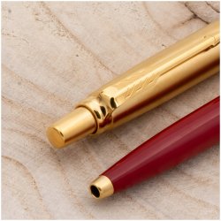ZŁOTY DŁUGOPIS PARKER JOTTER CZERWONY 24 KARATY + PUDEŁKO Z ETUI + GRAWER