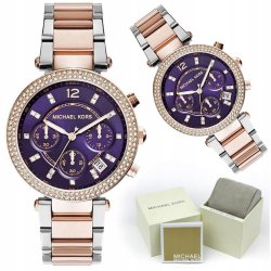 ZŁOTY DAMSKI ZEGAREK MICHAEL KORS RÓŻOWE ZŁOTO + CYRKONIE + BOX NA PREZENT