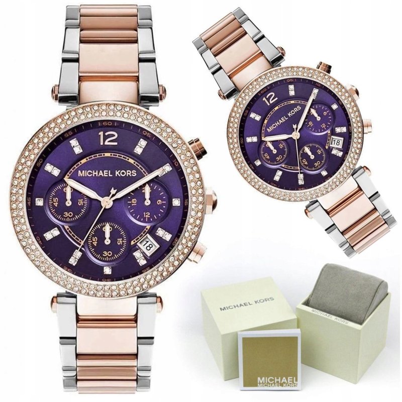 ZŁOTY DAMSKI ZEGAREK MICHAEL KORS RÓŻOWE ZŁOTO + CYRKONIE + BOX NA PREZENT