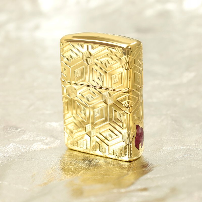 ZŁOTA ZAPALNICZKA ZIPPO BOXES ALL OVER PREMIUM 24 KARATY+CERTYFIKAT GRAWER