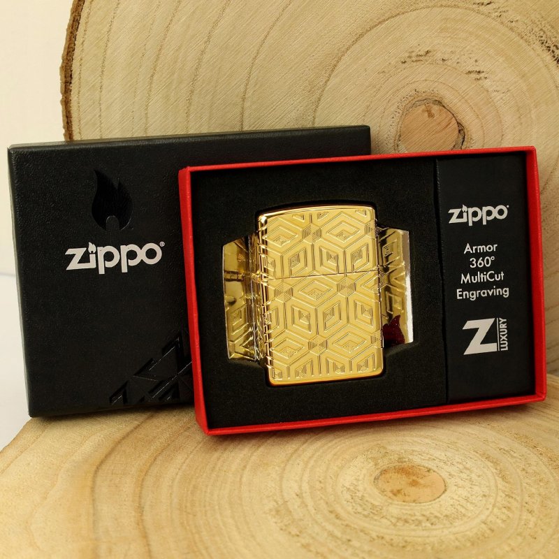 ZŁOTA ZAPALNICZKA ZIPPO BOXES ALL OVER PREMIUM 24 KARATY+CERTYFIKAT GRAWER