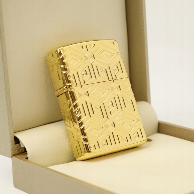 ZŁOTA ZAPALNICZKA ZIPPO BOXES ALL OVER PREMIUM 24 KARATY+CERTYFIKAT GRAWER