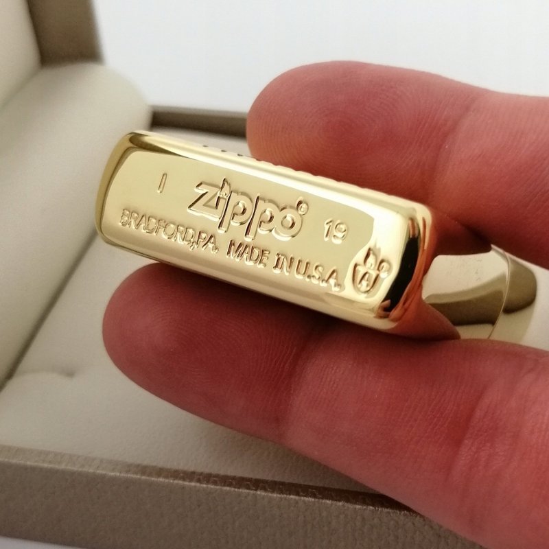 ZŁOTA ZAPALNICZKA ZIPPO SKULL DESING 24K NA PREZENT + CERTFIKAT + GRAWER