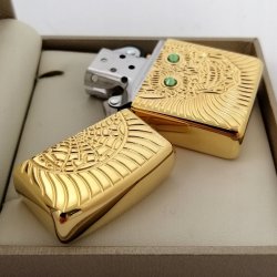 ZŁOTA ZAPALNICZKA ZIPPO SKULL DESING 24K NA PREZENT + CERTFIKAT + GRAWER