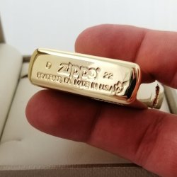 ZŁOTA ZAPALNICZKA ZIPPO SKULL DESING 24K NA PREZENT + CERTFIKAT + GRAWER