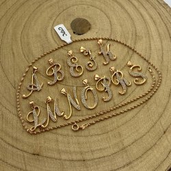 BIŻUTERIA DZIECIĘCA, ZŁOTY NASZYJNIK LITERKA "S" DLA DZIEWCZYNKI 40cm 18K