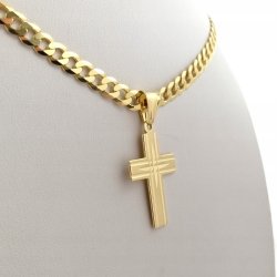 ZŁOTY ŁAŃCUSZEK MĘSKI Z KRZYŻYKIEM PR. 925/585 NASZYJNIK DLA MĘŻCZYZNY 50CM