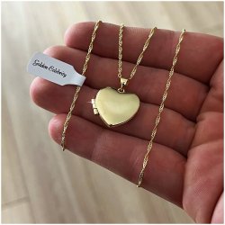 ZŁOTY NASZYJNIK SERCE SEKRETNIK + RÓŻA WIECZNA LED / PREZENT DLA DZIEWCZYNY