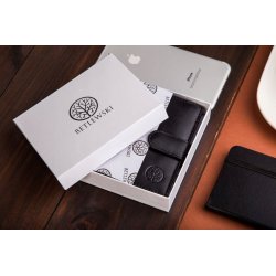 PORTFEL MĘSKI SKÓRZANY BETLEWSKI CZARNY DUŻY Z RFID + PUDEŁKO