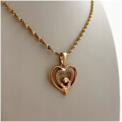 BIŻUTERIA ZE STALI CHIRURGICZNEJ ZŁOTY, POZŁACANY ŁAŃCUSZEK Z ZAWIESZKĄ 18K