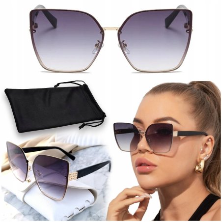 DAMSKIE OKULARY PRZECIWSŁONECZNE KOCIE Z POLARYZACJĄ + FILTR UV400+CYRKONIE