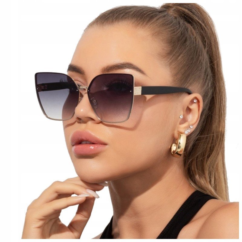 DAMSKIE OKULARY PRZECIWSŁONECZNE KOCIE Z POLARYZACJĄ + FILTR UV400+CYRKONIE