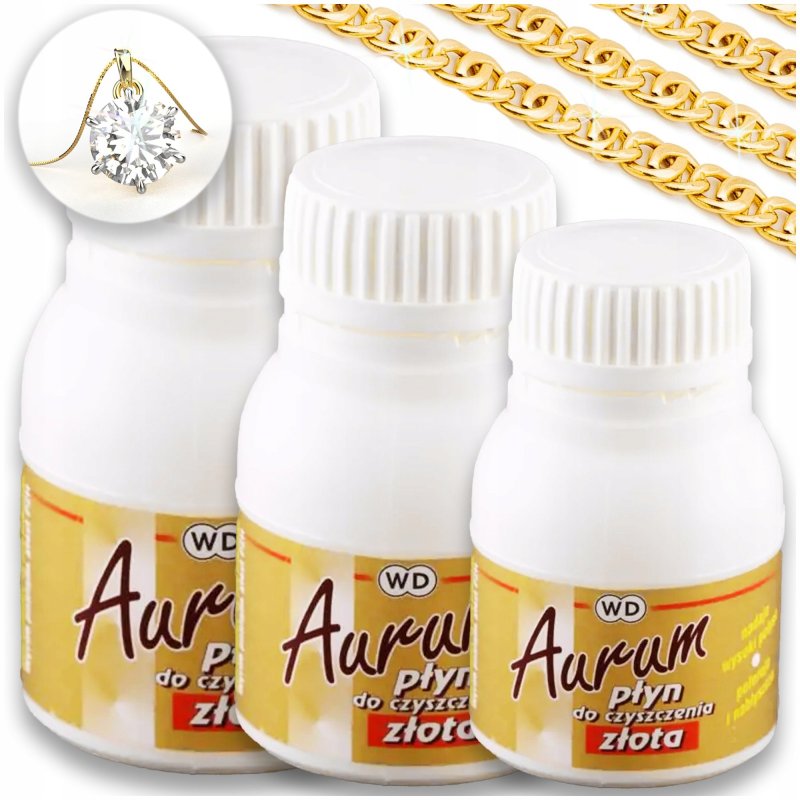 3x PŁYN DO CZYSZCZENIA ZŁOTA BIŻUTERII ZŁOTEJ AURUM 70 ML MOCNY I SKUTECZNY