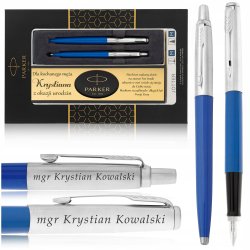 ZESTAW PIORO I DLUGOPIS PARKER JOTTER NIEBIESKI Z GRAWEREM+DEDYKACJA GRATIS