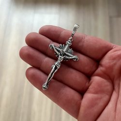 SREBRNY MĘSKI KRZYŻYK OKSYDOWANY ZAWIESZKA KRZYŻ NA SZYJĘ / GRAWER LASEROWY