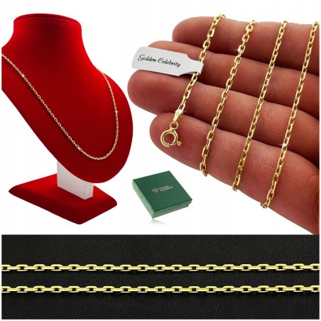 PIĘKNY ZŁOTY ŁAŃCUSZEK DAMSKI ANKIER 70cm/2mm DIAMENTOWANY / SOLIDNY+GRATIS