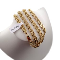 ZŁOTY MĘSKI ŁAŃCUSZEK GARIBALDI PEŁNY 925/585 55CM SREBRO POZŁACANE+GRATIS