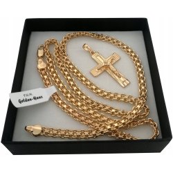 ZŁOTY ŁAŃCUSZEK BISMARK 55CM 5MM Z KRZYŻYKIEM STAL CHIRURGICZNA 18K PREZENT
